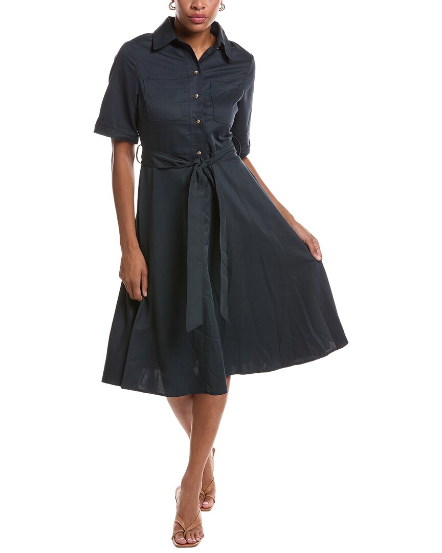 Estellina Solid Midi Dress In Navy