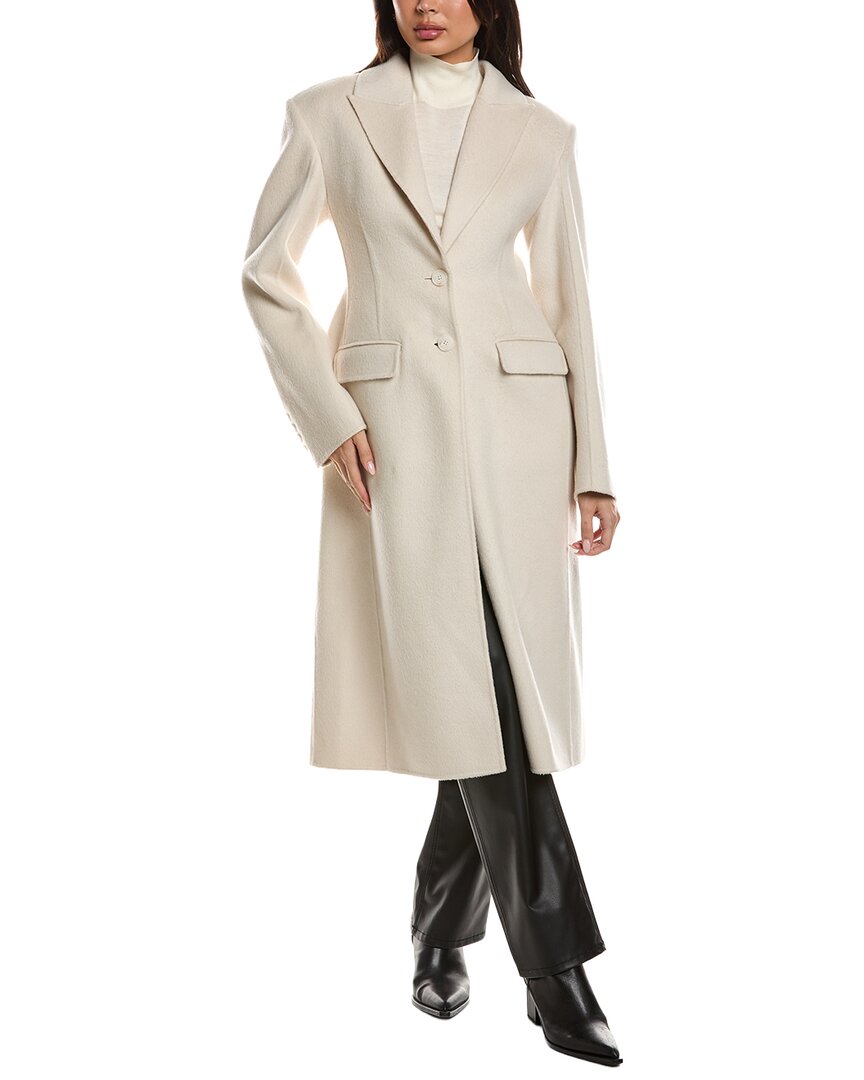 Lamarque Hourglass Wool Coat In White