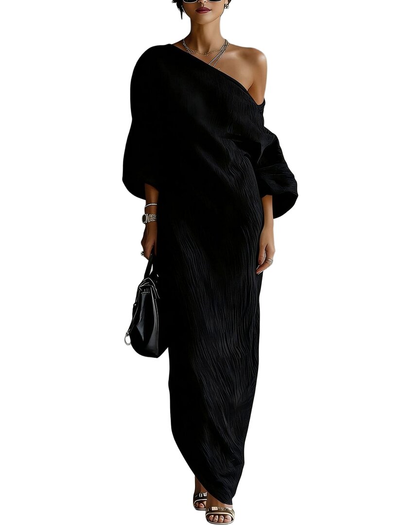 Enjoy Petra One-shoulder Maxi Dress In Black