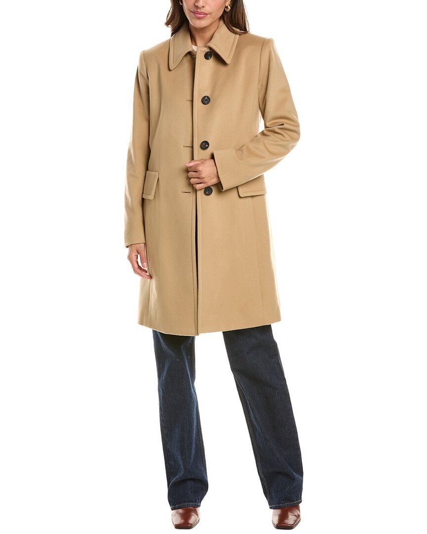 Fleurette Club Collar Wool Coat In Brown
