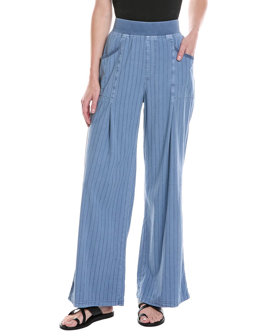 Xcvi Laughlin Wide Leg Linen-blend Pant In Blue