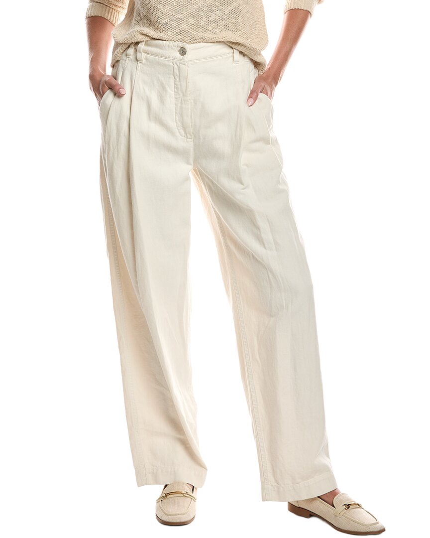 Brunello Cucinelli Linen-blend Pant In Neutral