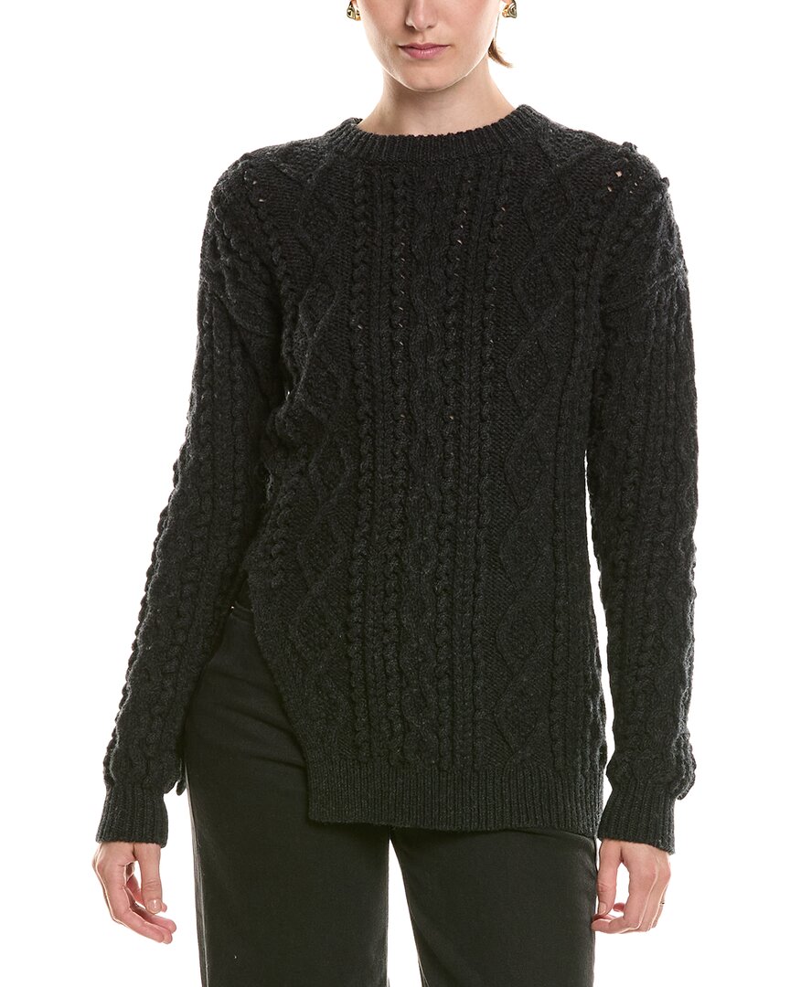 3.1 Phillip Lim Wool Popcorn Cable Sweater In Black