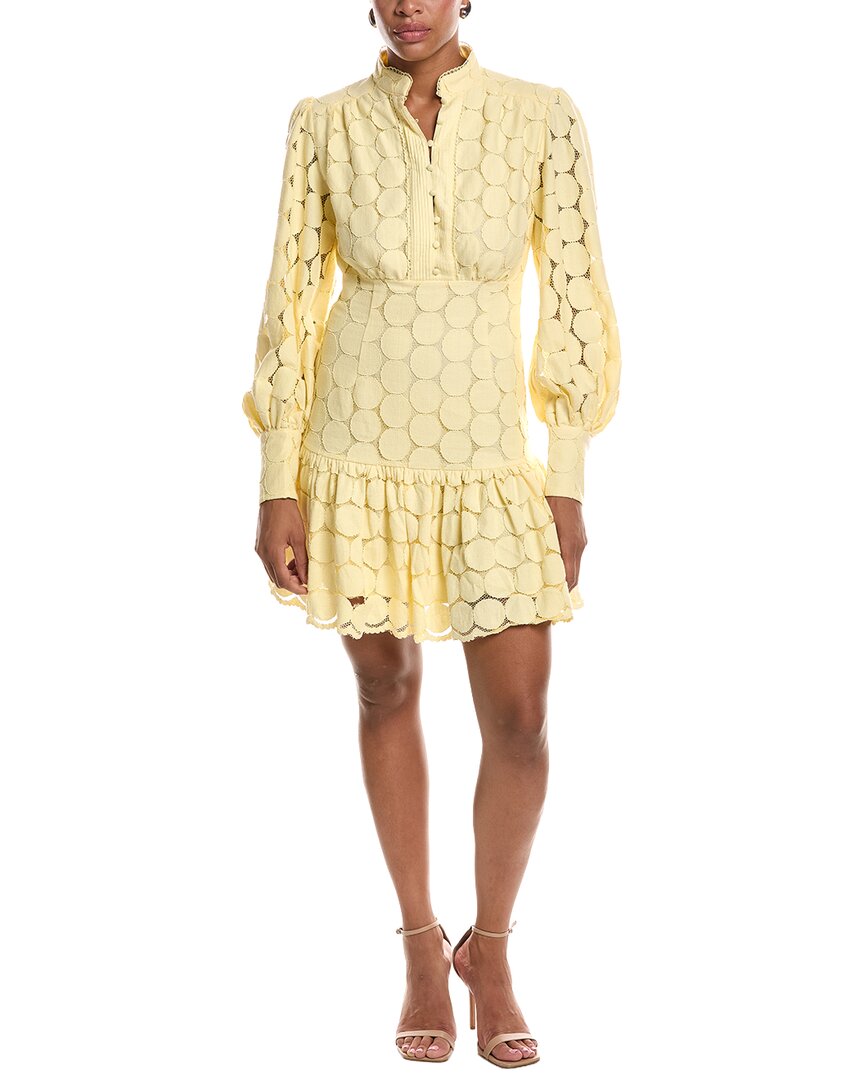Bardot Yellow Remy Spot Lace Mini Dress