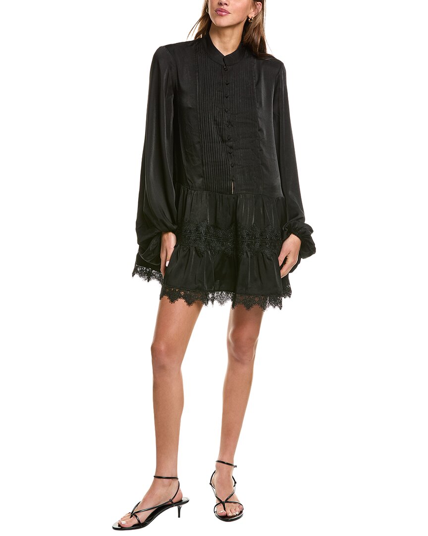 Bardot Black Antonia Lace Trim Mini Dress