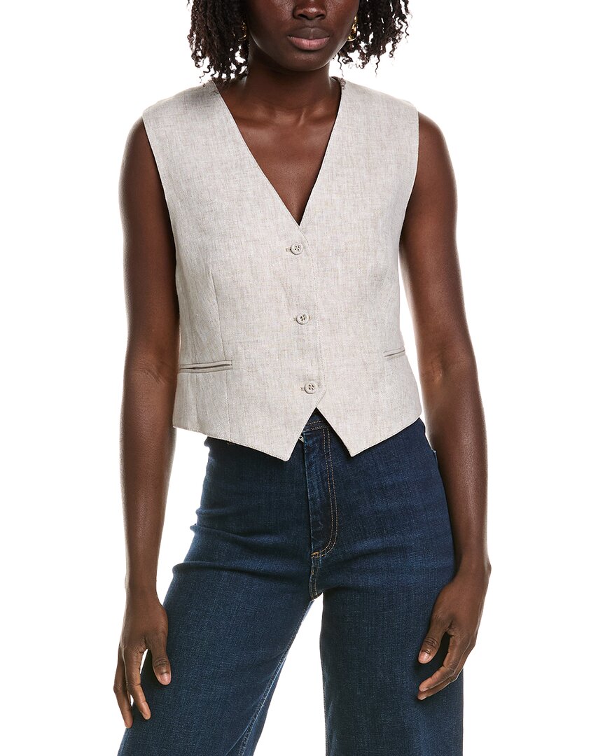 Officine Generale Cleore Linen Vest In Brown