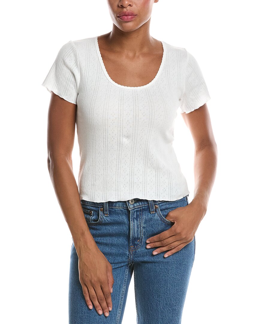 PERFECTWHITETEE PERFECTWHITETEE HELENA POINTELLE CROP T-SHIRT