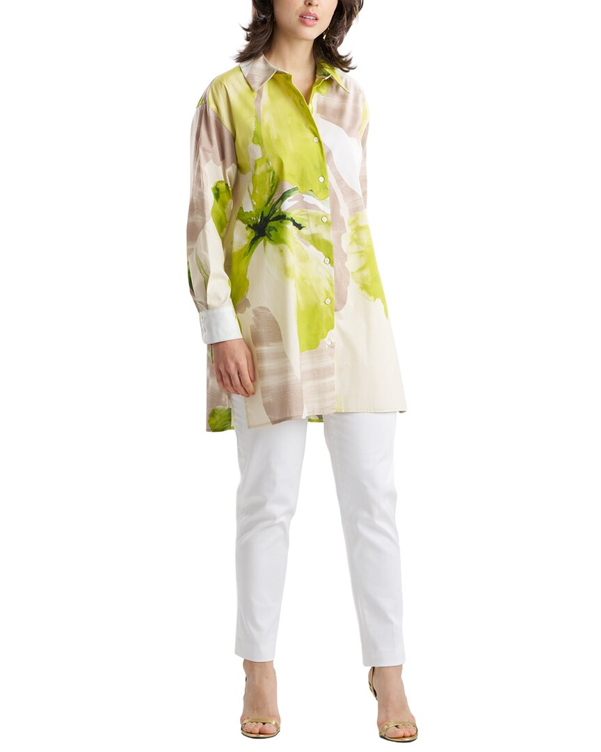 Natori Orchid Poplin Oversized Shirt In Green
