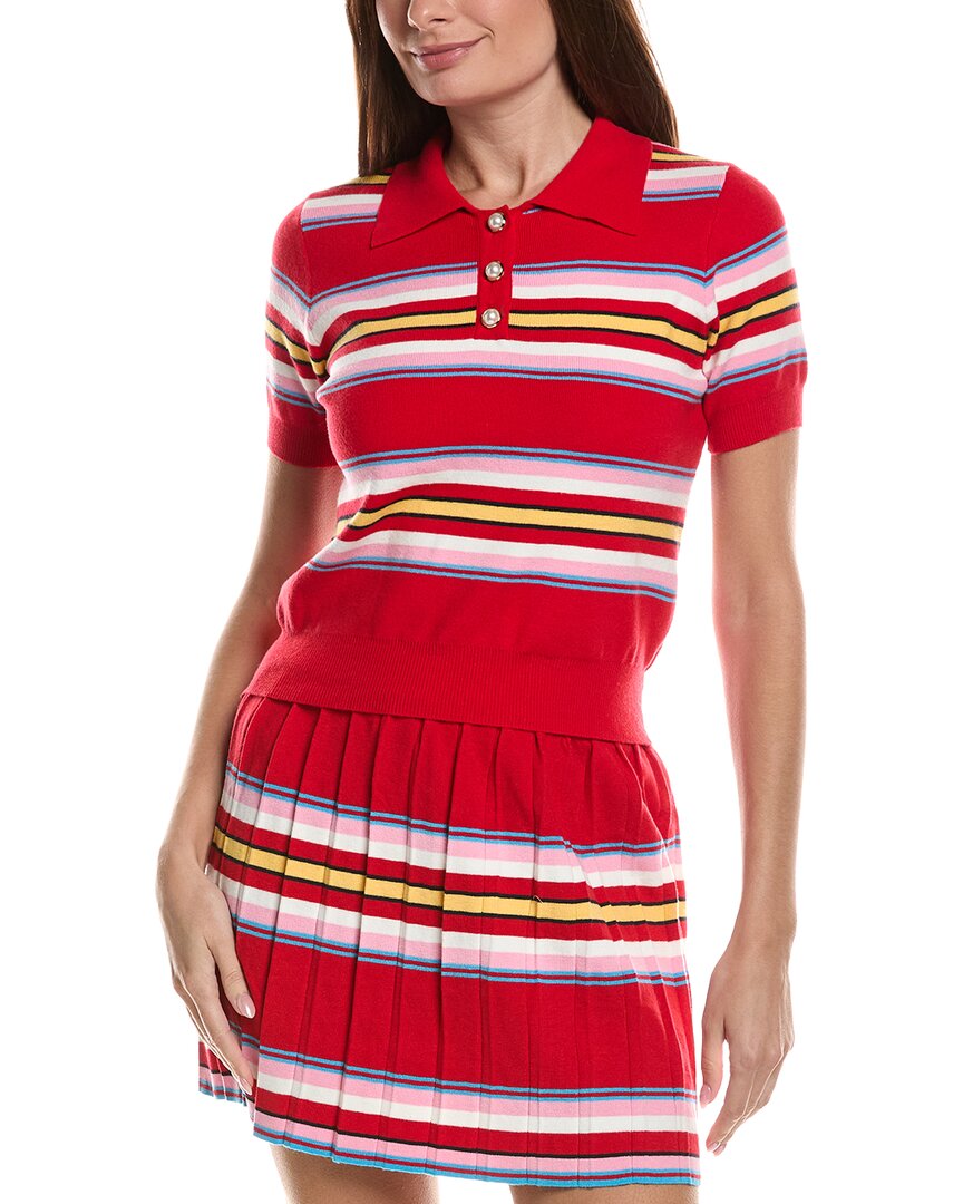 Colette Rose Short Sleeve Polo Sweatshirt In Red