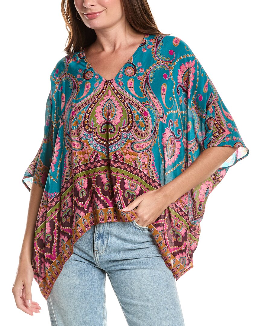 Johnny Was Croft Silk-blend Poncho In Black