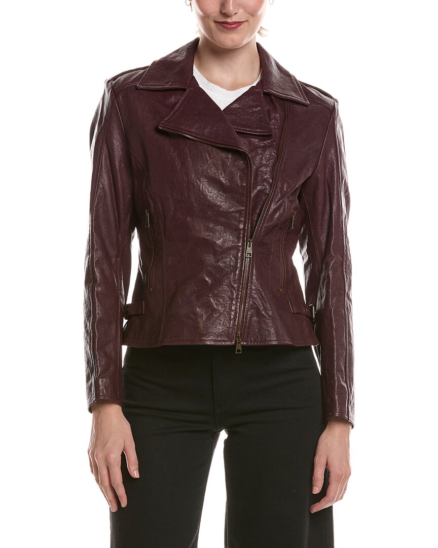 Johnny Was Leather Moto Jacket In Red