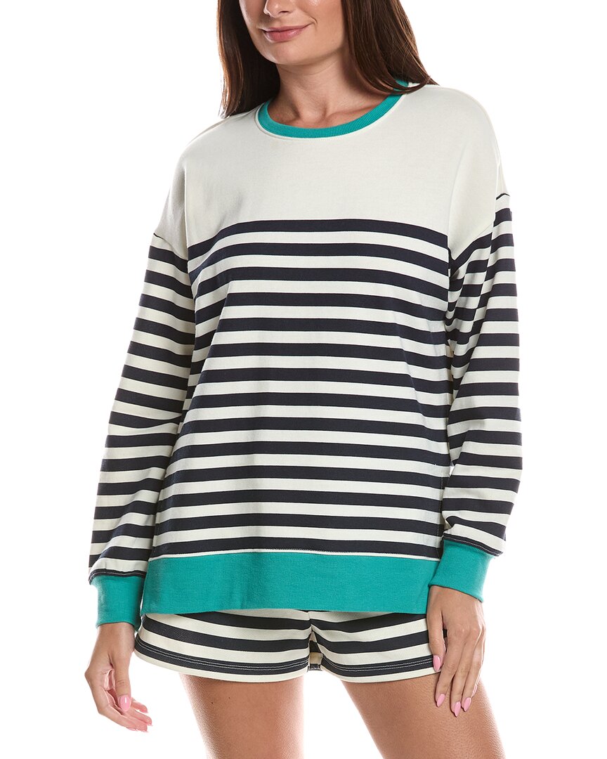 Z Supply Layer Up Stripe Sweatshirt In White