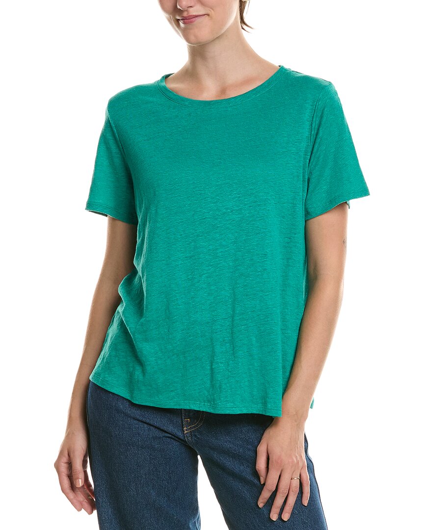 Eileen Fisher Crew Linen T-shirt In Blue