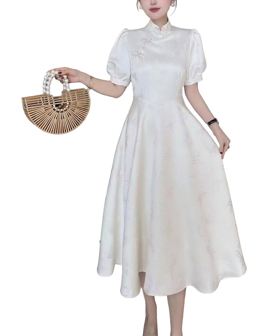 Adele Berto Silk-blend Midi Dress In White