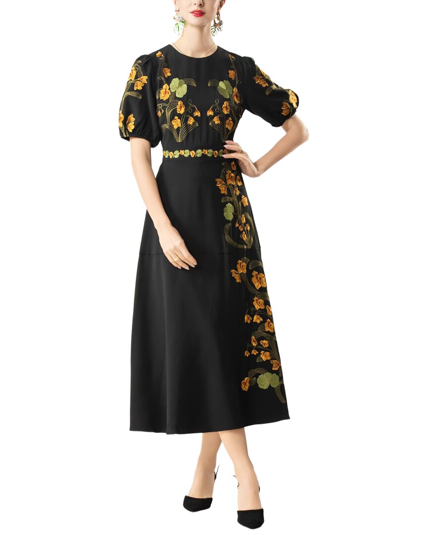 Adele Berto Midi Dress In Black