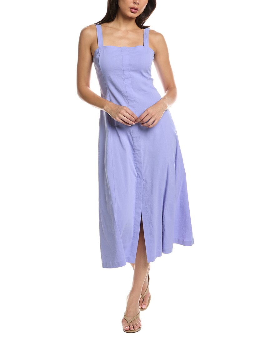 Theory Linen-blend Dress In Purple