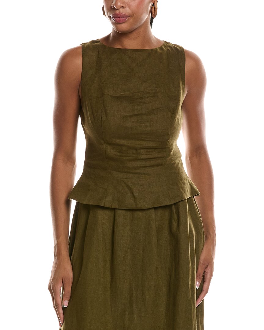 Seraphina Linen-blend Blouson Vest In Green