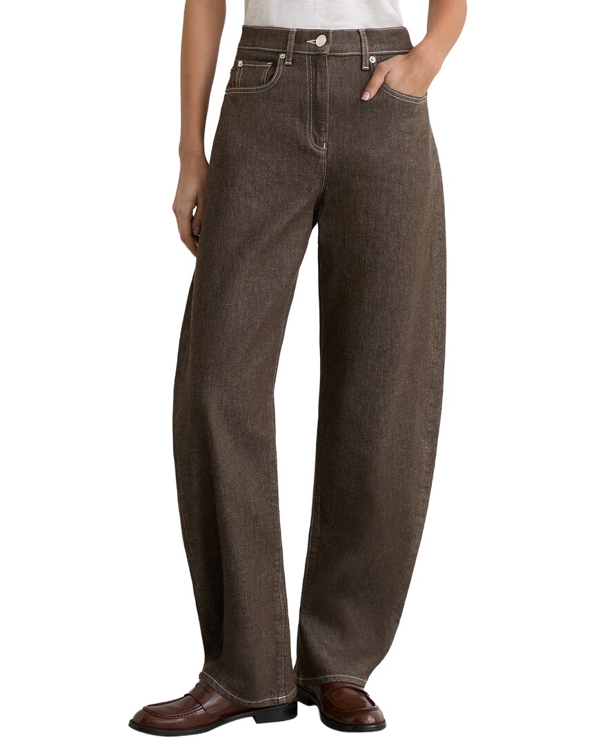 Reiss Women's Brown Sabel Petite Barrel-Leg Jeans - Image 2