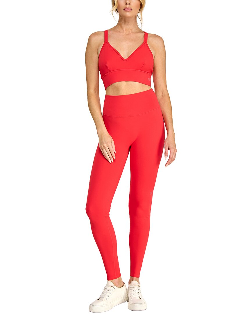 Badgley Mischka High-waist Flap Pocket Legging In Red