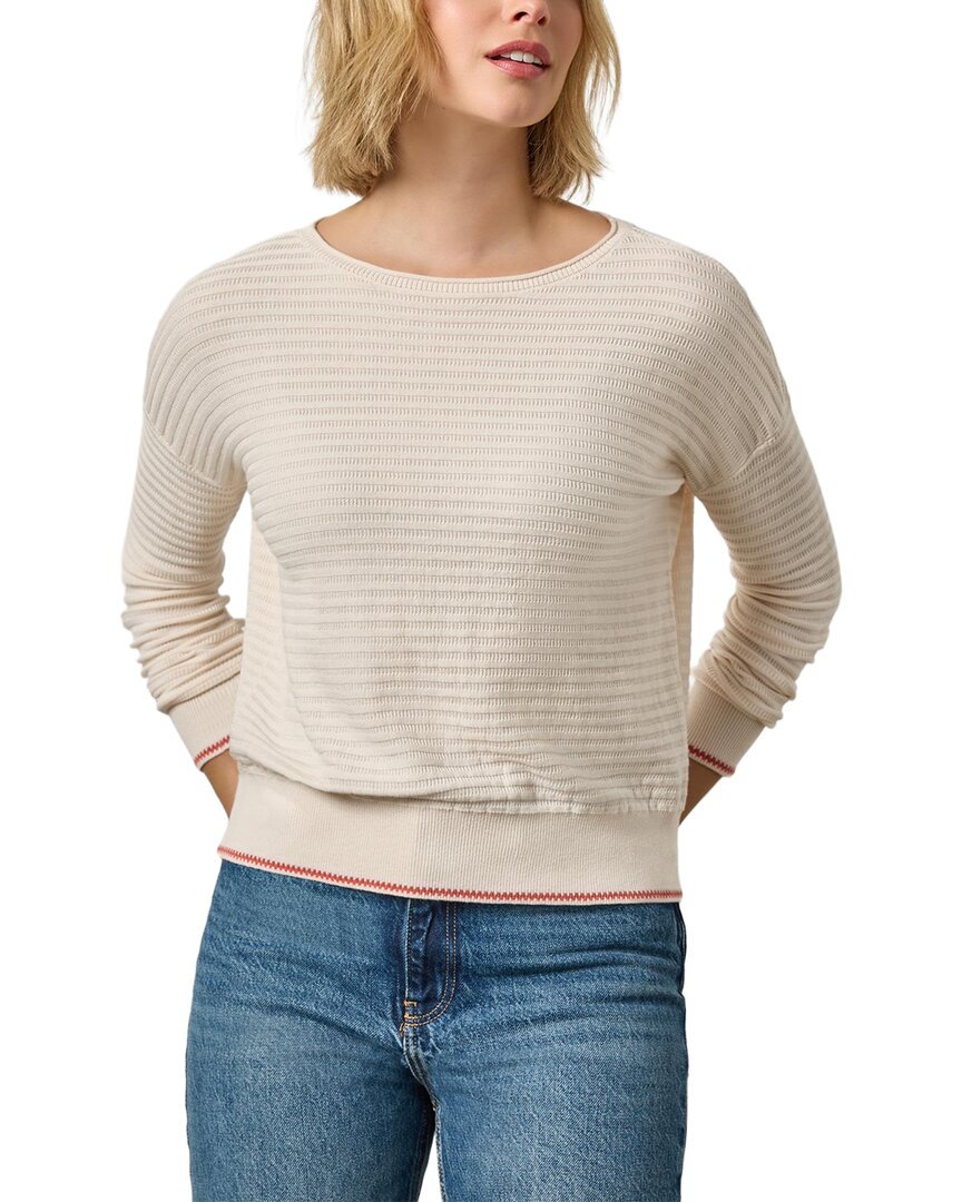 Lilla P Tipped Hem Wide Neck Sweater In Neutral