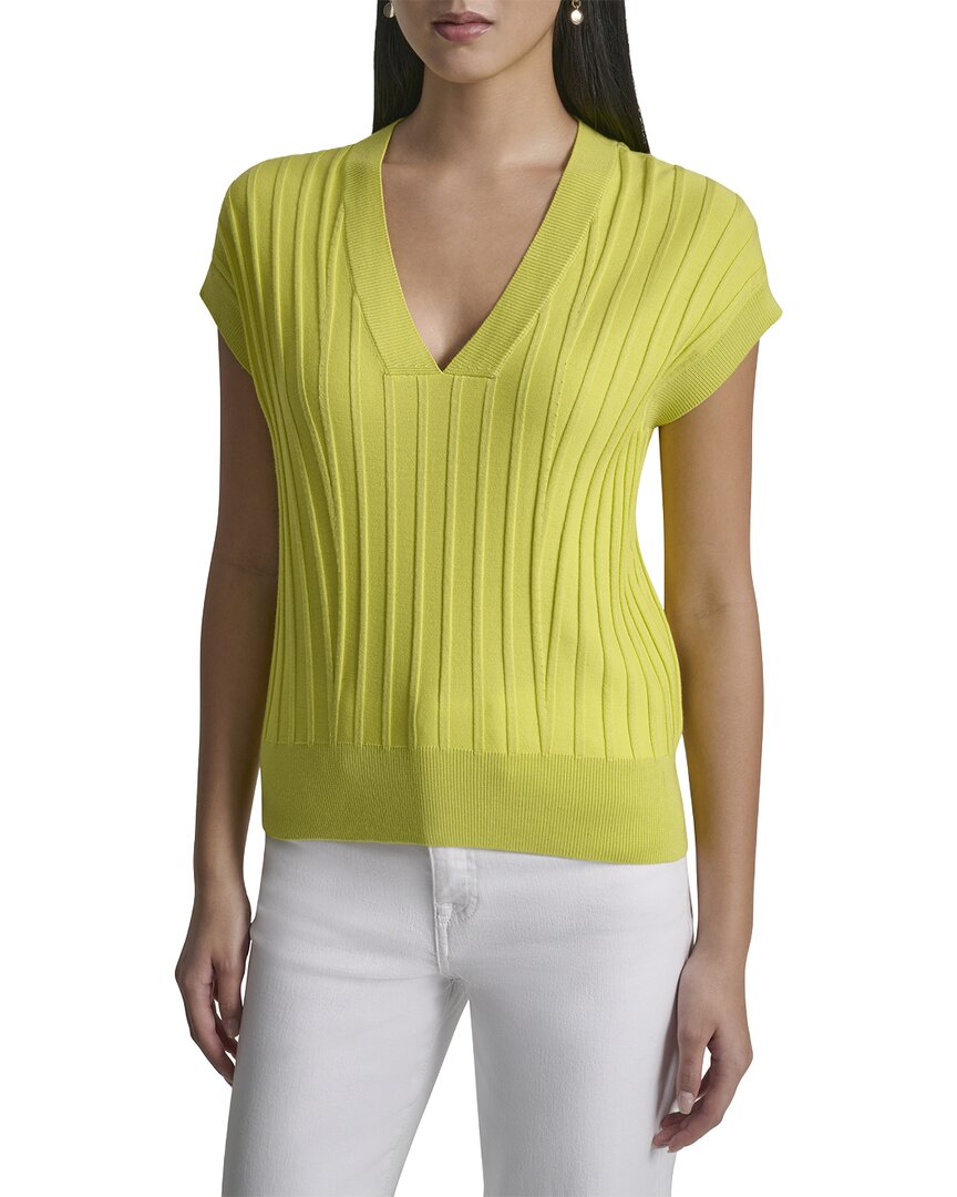 Dkny Rib V-neck Sweater In Green