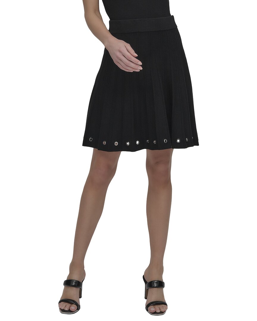 Dkny Logo Grommet Sweater Skirt In Black