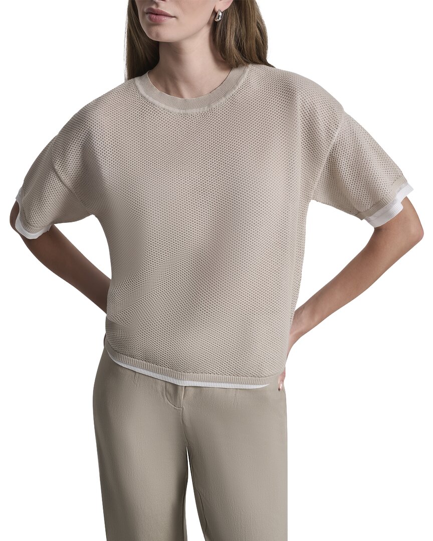 Dkny Boxy Two Layer Sweater In White