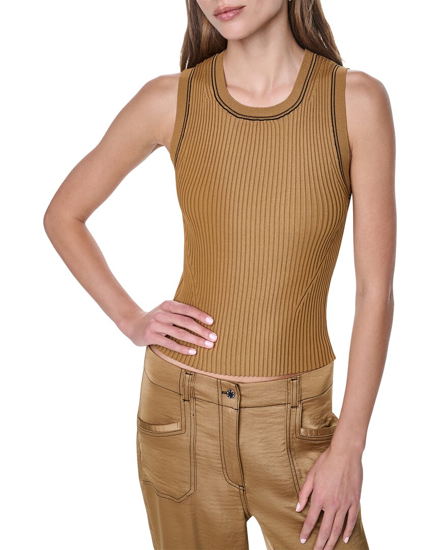 Dkny Contrast Stitch Sweater In Brown