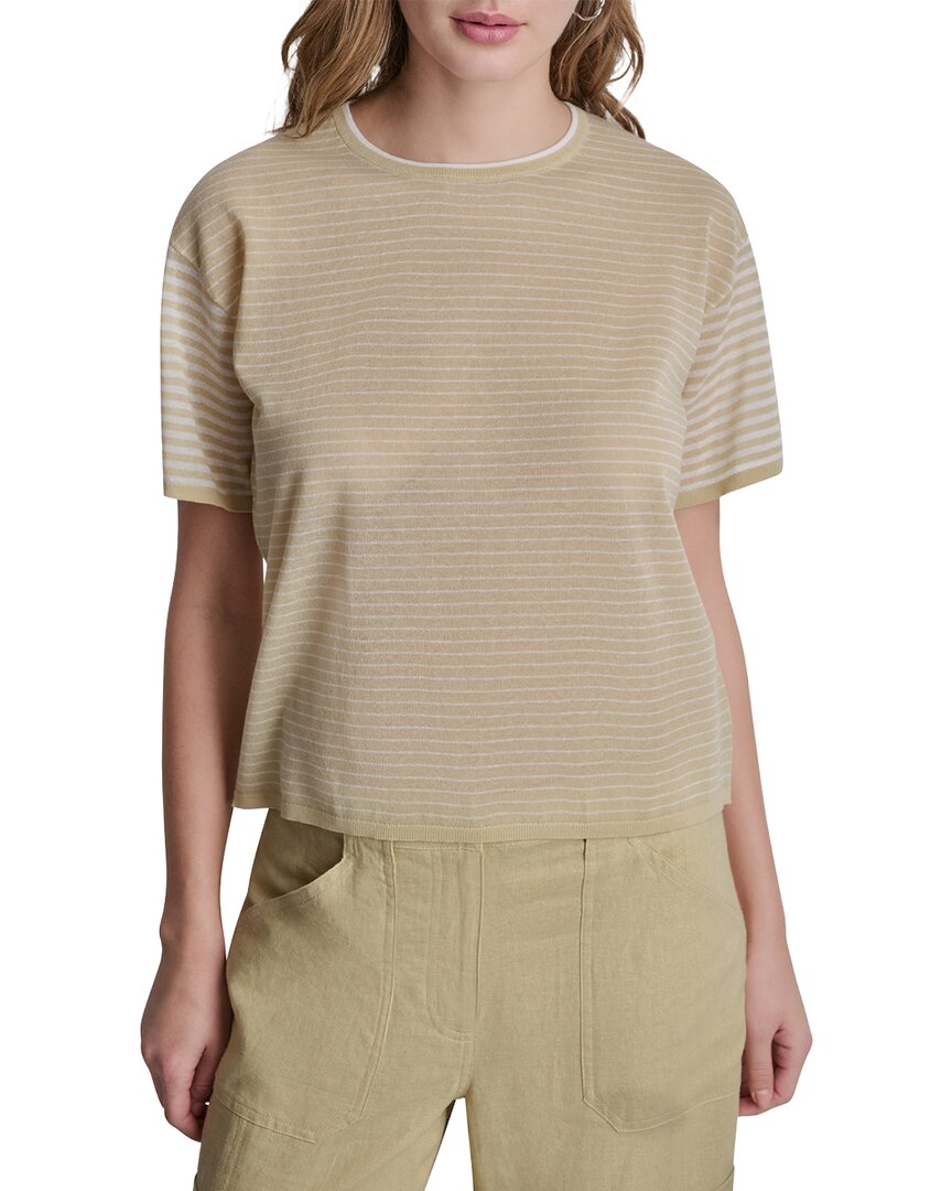 Dkny Striped Lightweight Sweater In Brown