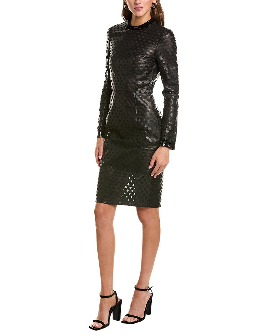 Tom Ford Silk-lined Perforated Leather Sheath Dress In Black
