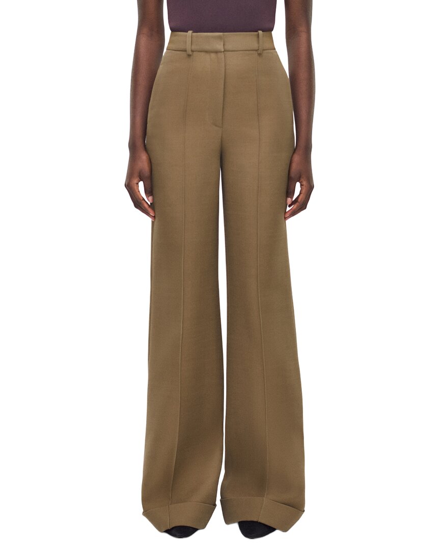 Adam Lippes Deeda Wool & Silk-blend Trouser In Green