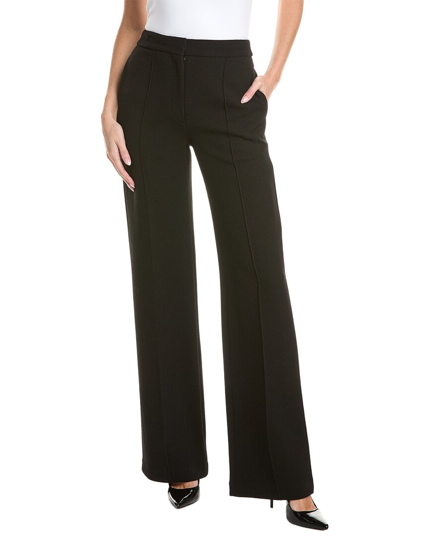 Adam Lippes Pintuck Wide Leg Wool Trouser In Black