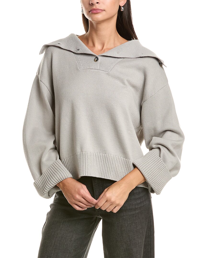 Rag & Bone Quinn Polo Wool-blend Sweater In Gray
