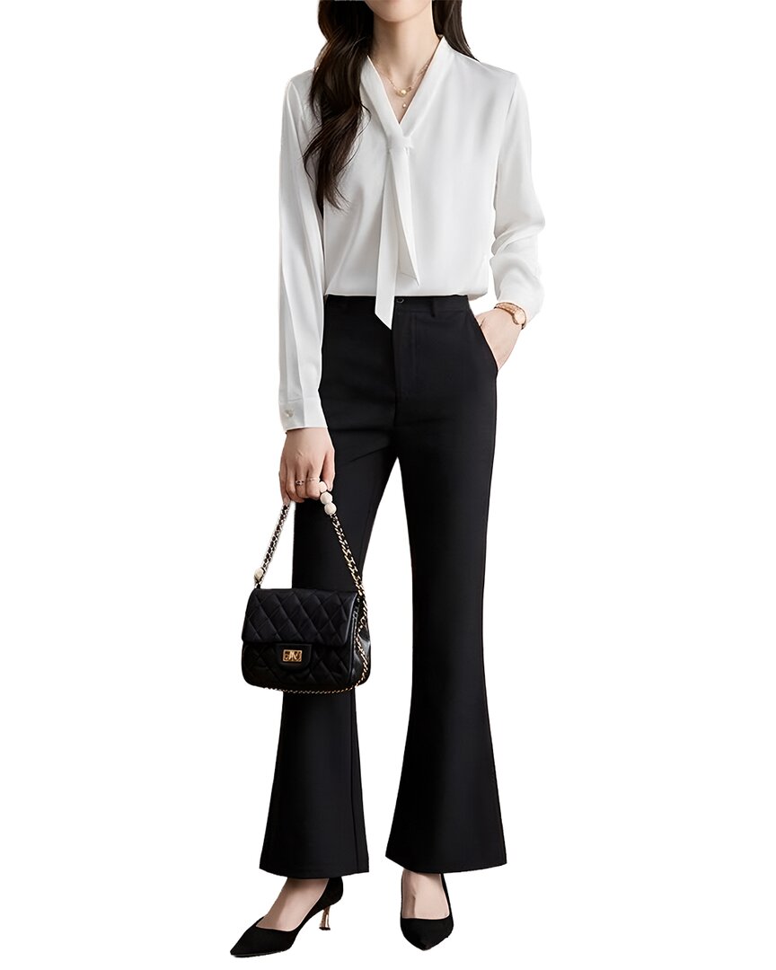 Vera Dolini 2pc Shirt & Pant Set In White