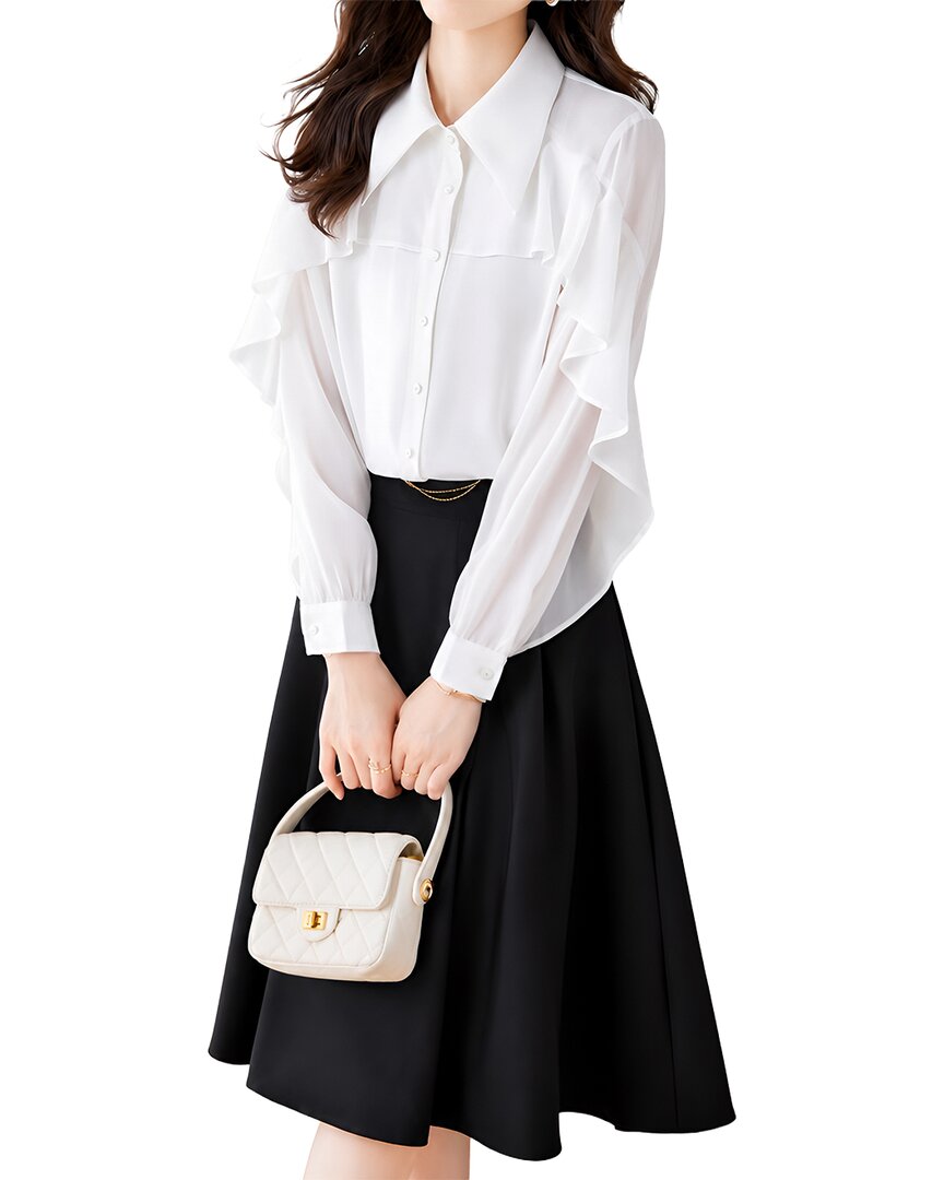 Vera Dolini 2pc Top & Skirt Set In Black