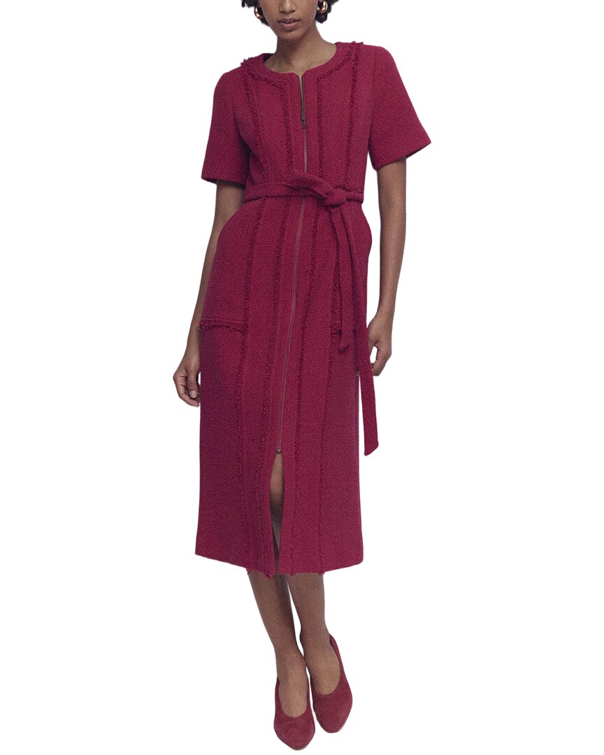 Boden Petite Ruth Zip Texture Dress In Burgundy