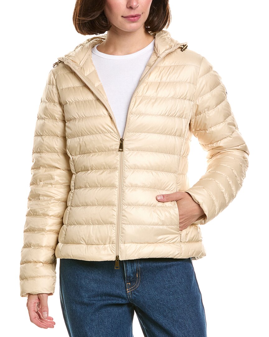 Moncler Igelhood Down Jacket for Women in Cream, Size 2, Slim Fit Recycled Longue Saison - Image 4