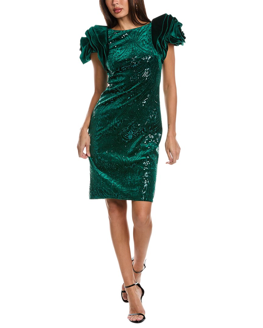 Tadashi Shoji Velvet Sheath Dress In Green