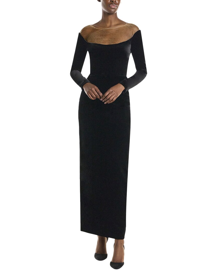Monique Lhuillier Off The Shoulder Silk-blend Column Gown