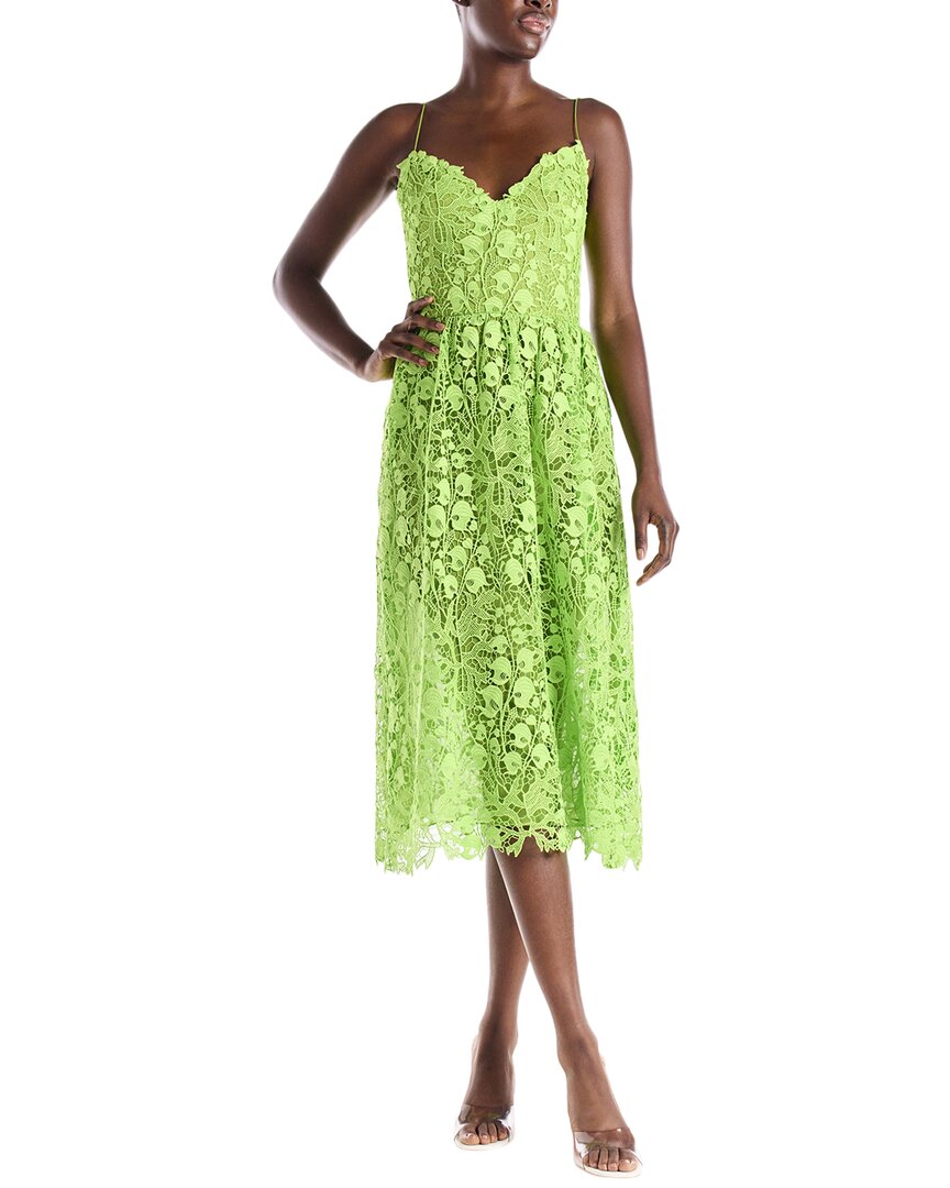Monique Lhuillier Spaghetti Strap Lace Silk-lined Dress