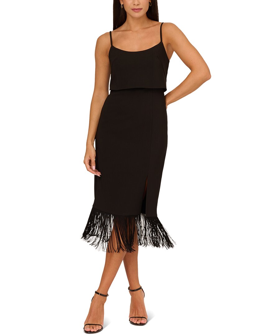 Aidan Mattox Women's Fringed-hem Midi Sheath Dress