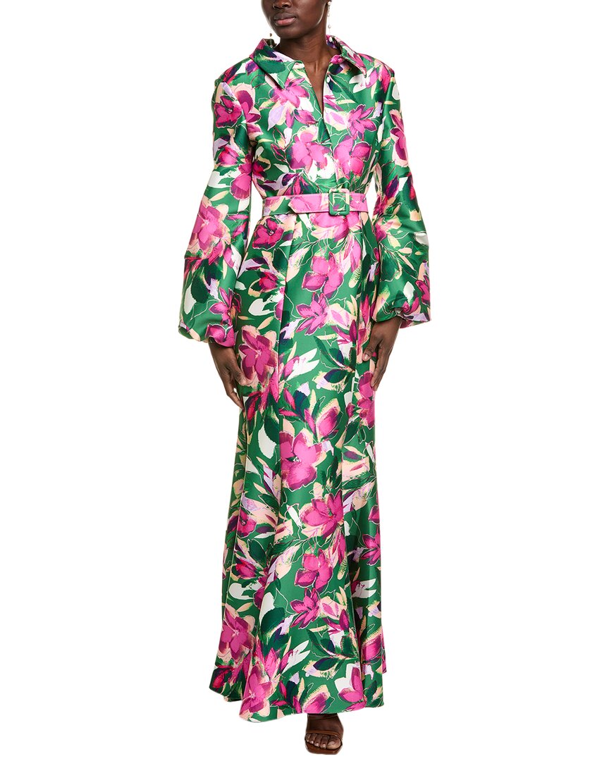 Badgley Mischka Belted Shirtgown In Multi