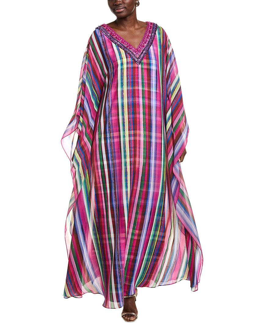 Badgley Mischka Striped Caftan In Multi
