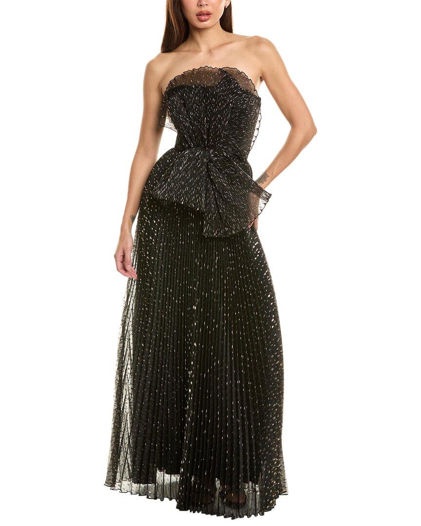 Alberta Ferretti Accordion Pleated Gown Womens Black 38