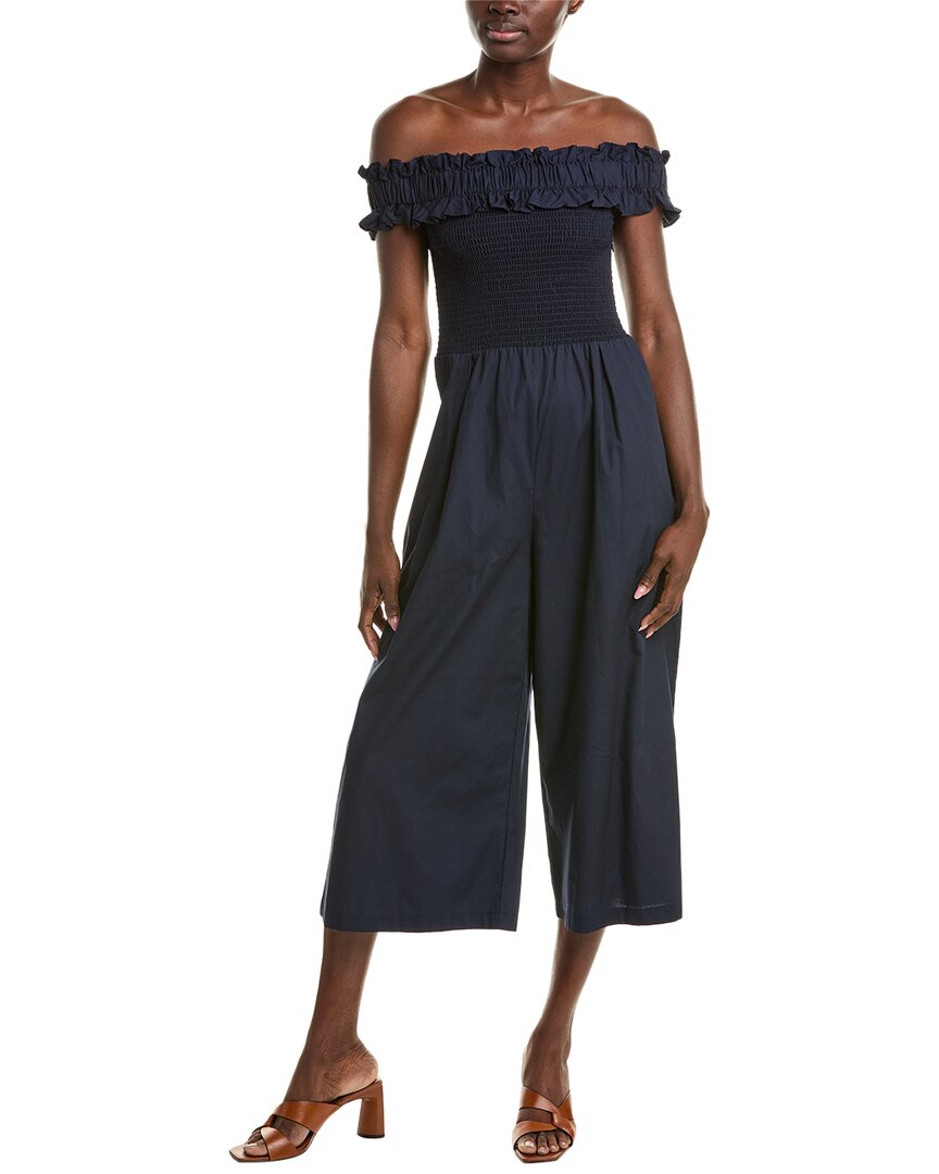 Shop Eliza J Poplin Jumpsuit In Blue