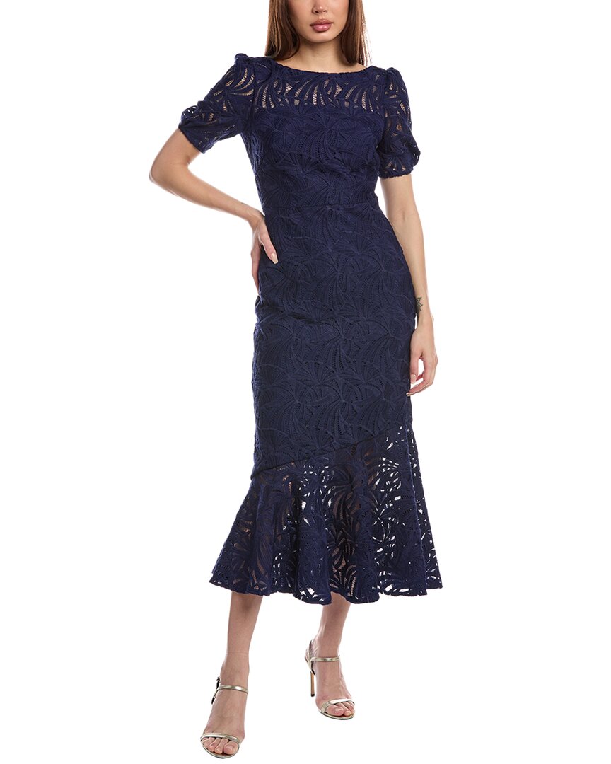 KAY UNGER KAY UNGER LACE PUFF SLEEVE GOWN