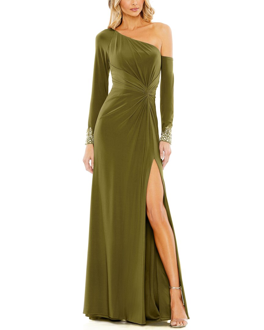 Mac Duggal One-shoulder Long Sleeve Jersey Gown
