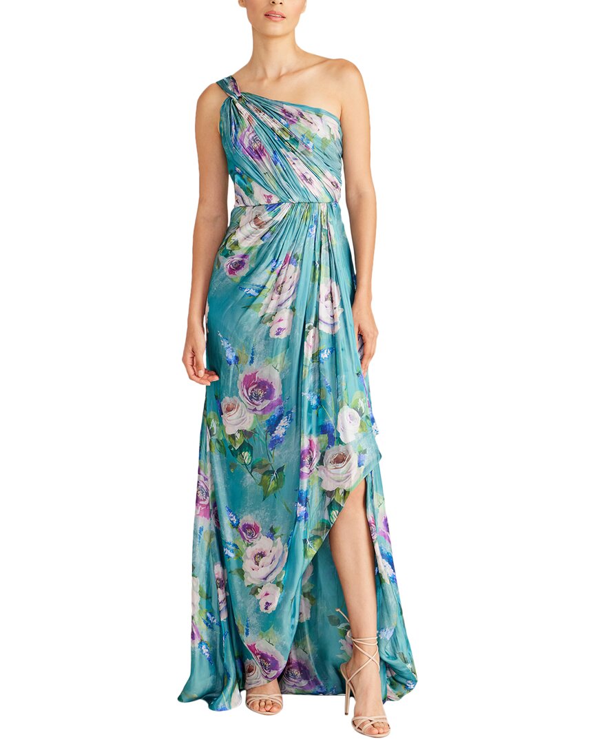 Theia Rhonda One Shoulder Gown In Multi
