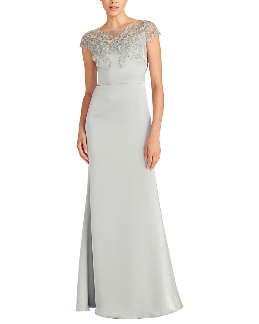 Theia Cosette Applique Satin Gown