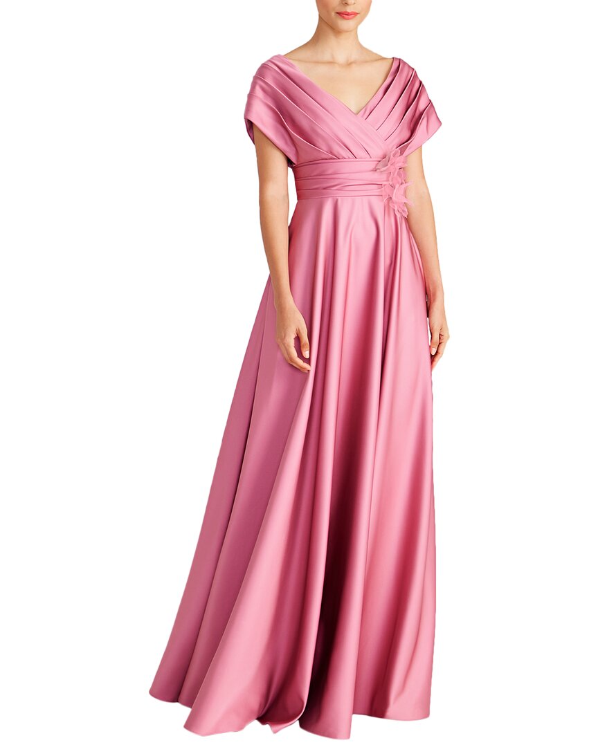 Theia Cecelia Draped A Line Gown In Vintage Primrose